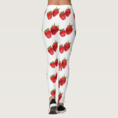Leggings Strawberry Seamless Pattern – Cute Red Fruit on Wh (Dos)