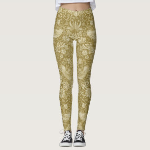 Leggings Strawberry Thief Gold, William Morris