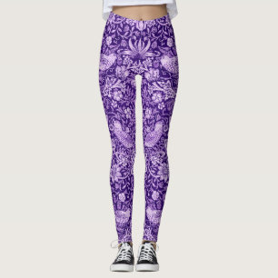 Leggings Strawberry Thief Purple, William Morris