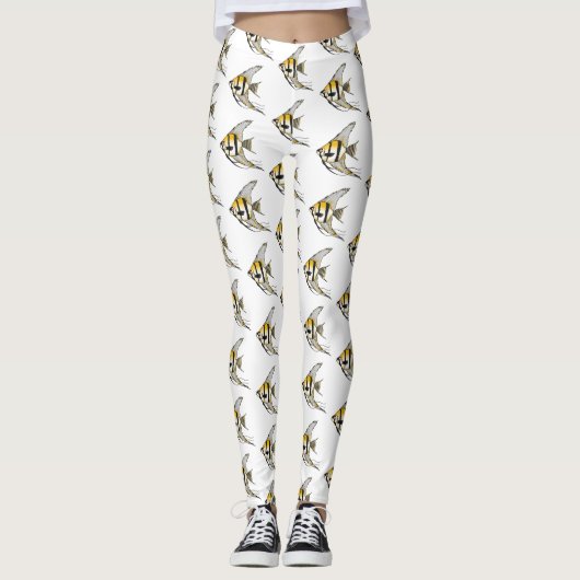 Leggings Striped angelfish cartoon (Devant)
