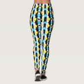 Leggings Striped Blue Yellow Stars Pattern Design  (Dos)