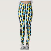 Leggings Striped Blue Yellow Stars Pattern Design  (Devant)