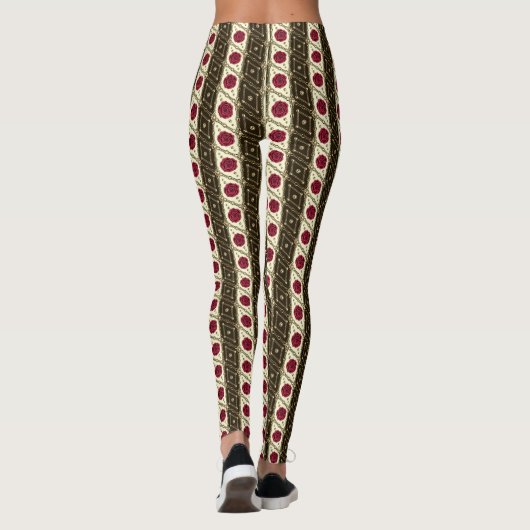 Leggings Striped Red Roses  (Dos)