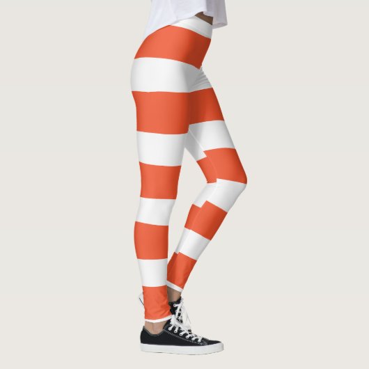 Leggings Stripes inégales - Orange et blanc (Droite)