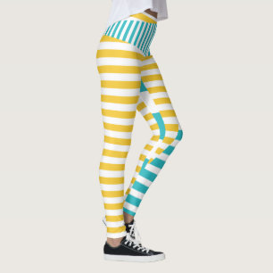 Leggings Stripes on Stripes - Turquoise et Jaune