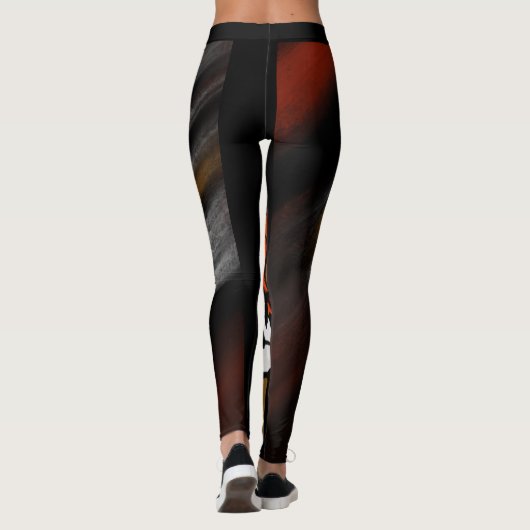 LEGGINGS STRIPES ORANGE ET NOIR (Dos)