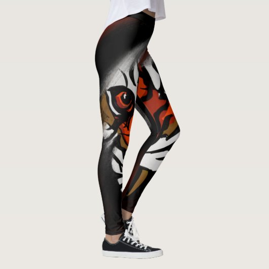 LEGGINGS STRIPES ORANGE ET NOIR (Droite)
