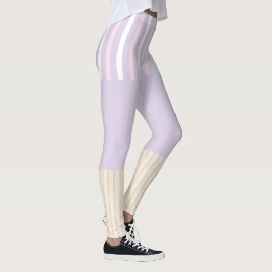 Leggings Stripes Pop Couleur - Rose Pastel, Jaune & Violet (Droite)