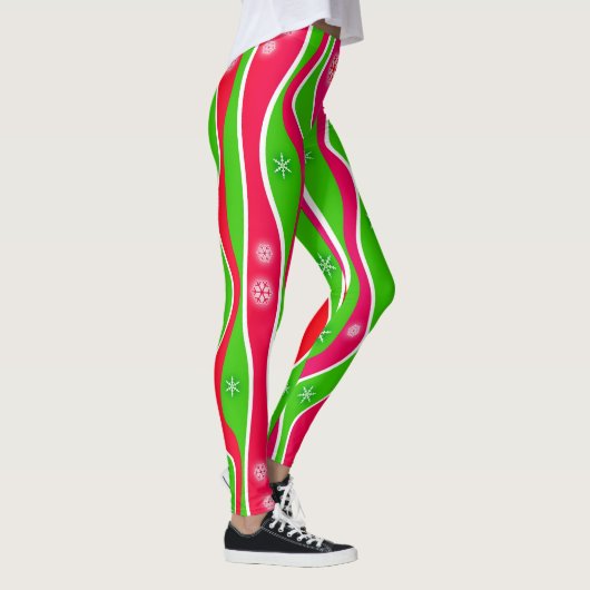 LEGGINGS STRIPES ROUGES, BLANCS ET VERTS DE NOËL (Droite)