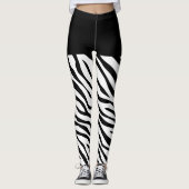 Leggings Stripes Zèbre Noir et Blanc sur (Devant)