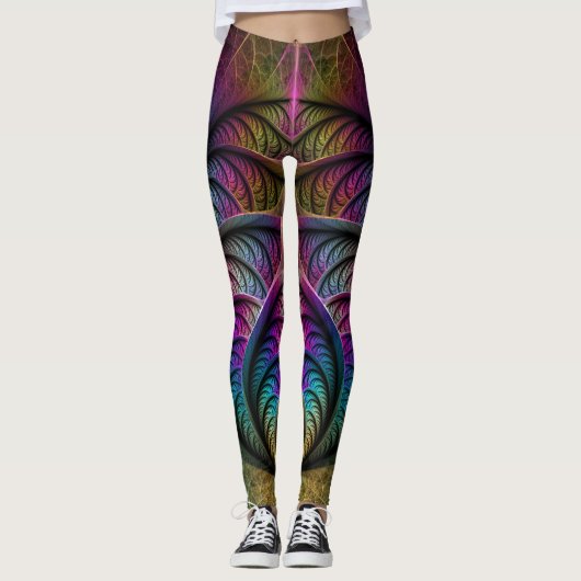 Leggings Structures Animées Art Fractal Abstrait Coloré (Devant)