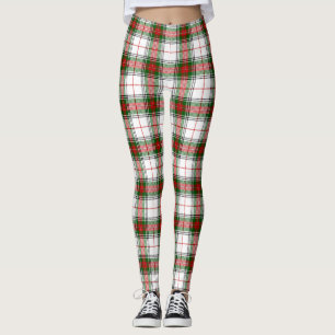 Leggings Stuart / Stewart tartan blanc rouge vert plaid