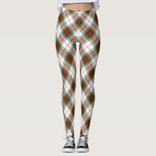 Leggings Stuart / Stewart tartan blanc rouge vert plaid