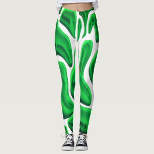 Leggings Style Abstrait associé à l'art numérique vert