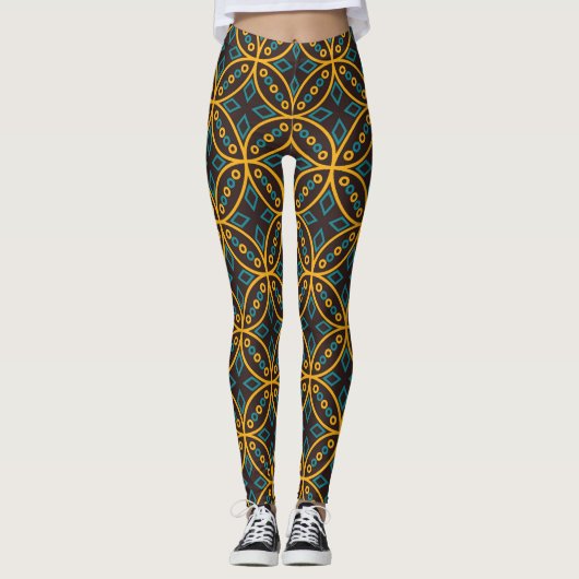 Leggings Style batik vintage sur marron. (Devant)