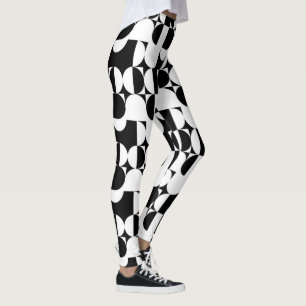 Leggings Style Bauhaus Noir Et Blanc Géométrique Rétro