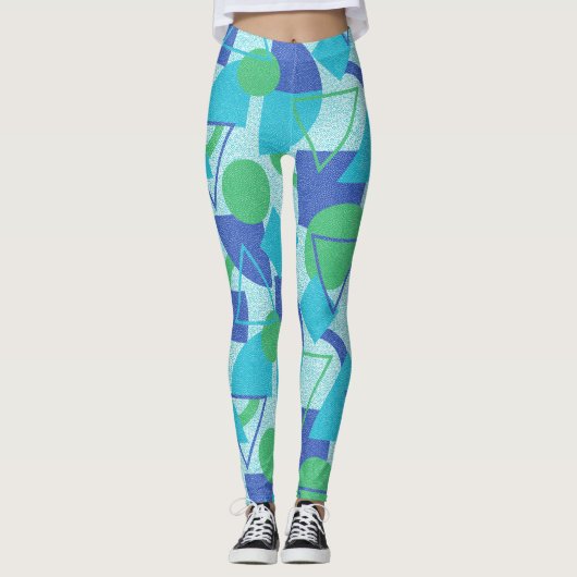 Leggings Style Bauhaus vert et bleu (Devant)