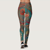 Leggings Style bohème Emerald & Ruby Feather Imprimer (Dos)