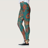 Leggings Style bohème Emerald & Ruby Feather Imprimer (Gauche)