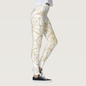 Leggings Style Boho Blanc Or Mandala Floral (Droite)