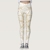 Leggings Style Boho Blanc Or Mandala Floral (Devant)