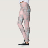 Leggings style boho damassé rose clair et gris (Gauche)