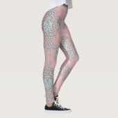 Leggings style boho damassé rose clair et gris (Droite)