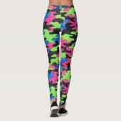 Leggings Style Camouflage bleu noir rose vert (Dos)