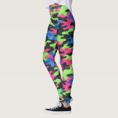 Leggings Style Camouflage bleu noir rose vert (Gauche)