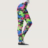 Leggings Style Camouflage bleu noir rose vert (Droite)