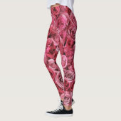 Leggings style chic moderne fleurs vertes rouges R (Gauche)