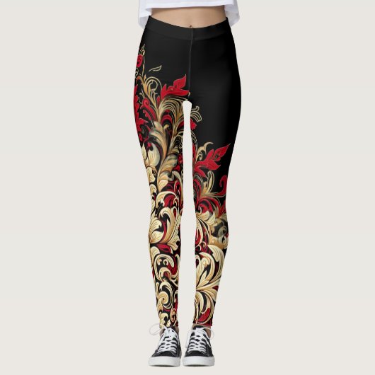 Leggings Style Damas Rouge et Noir (Devant)