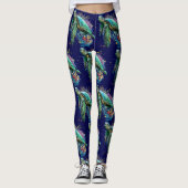Leggings Style d'aquarelle sous-marine de tortue marine (Devant)