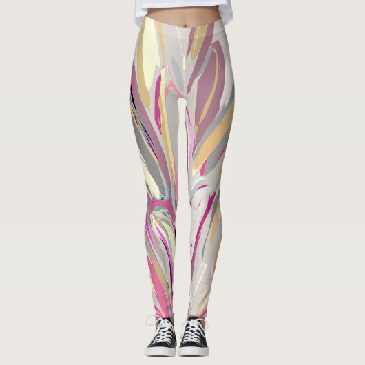 Leggings Style d'art vectoriel Plante tropical Abstrait (Devant)
