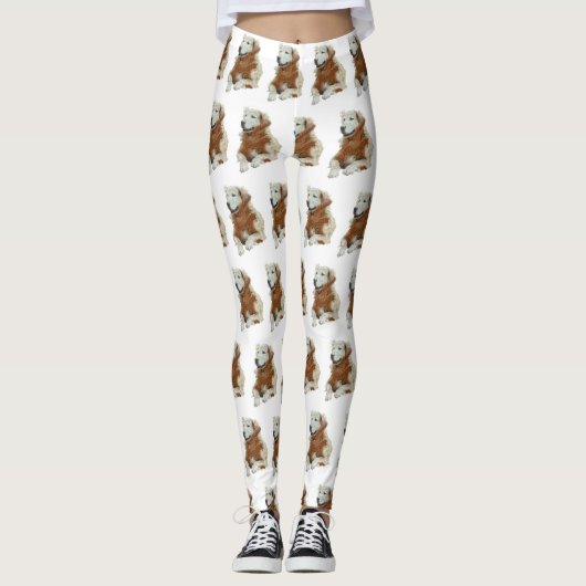 Leggings Style de bloc amusant Peint Golden Retriever Leggi (Devant)