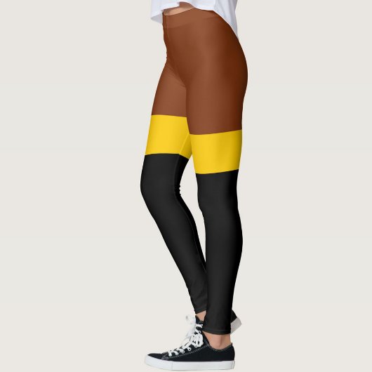 Leggings Style de bloc de couleur Brown jaune