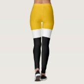 Leggings Style de bloc de couleur noir blanc jaune (Dos)