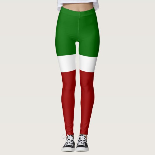 Leggings Style de bloc de couleur rouge vert (Devant)