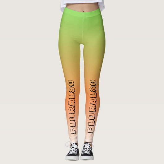 Leggings Stylé dégradé de texte vert orange entraînement (Devant)