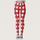 Leggings Style Fractal rouge - Pois de style Fractal blanc (Devant)