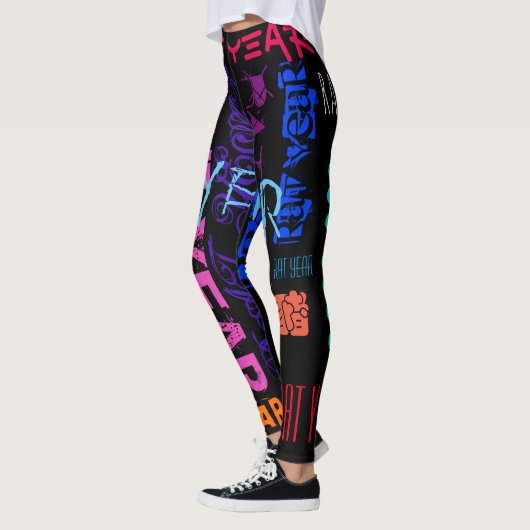 Leggings Style Graffiti Rat répétitif Année Z Anniversaire (Gauche)