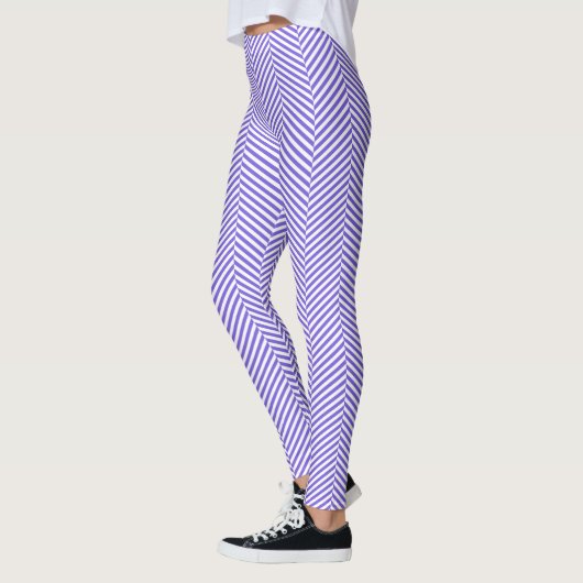 Leggings Style héronnerie violet blanc chevron (Gauche)