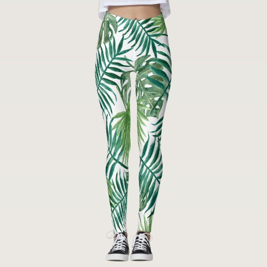 Leggings Style Jungle Feuille vert (Devant)