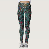Leggings style kaléidoscope vieux métal chrome bleu vert (Devant)
