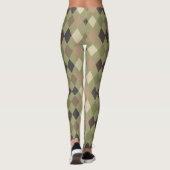 Leggings Style Khaki vert et Motif diamant Brown (Dos)
