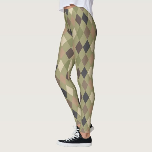 Leggings Style Khaki vert et Motif diamant Brown (Gauche)