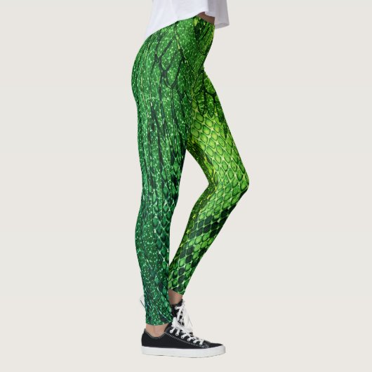 Leggings Style legging. de peau de serpent vert (Droite)