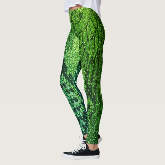 Leggings Style legging. de peau de serpent vert (Gauche)