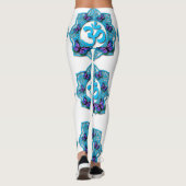 Leggings Style mandala bleu ohm avec papillons violets (Dos)