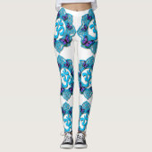 Leggings Style mandala bleu ohm avec papillons violets (Devant)